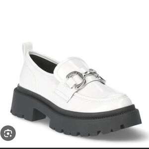 Madden Girl White and Black Loafers